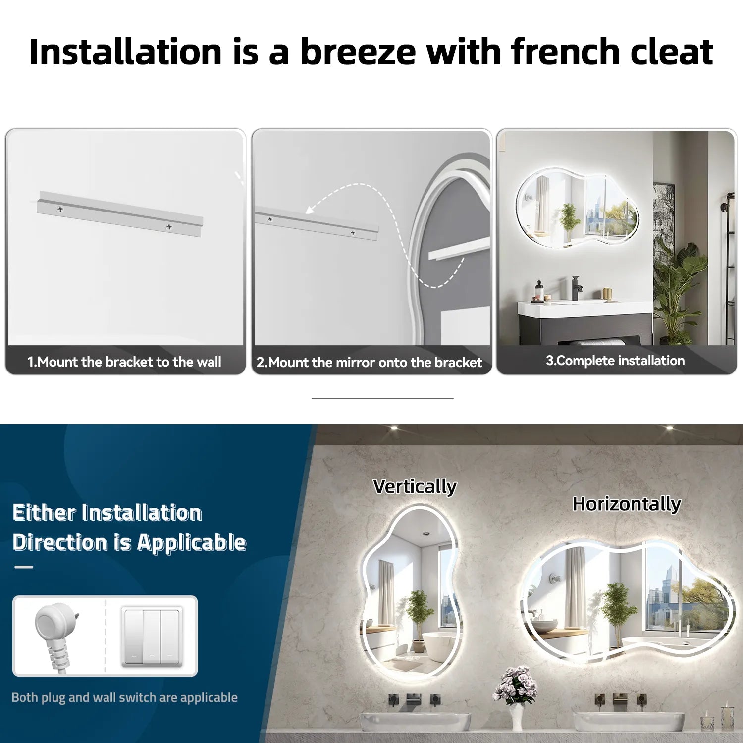 Irregular Front Light + Backlit Led Mirror