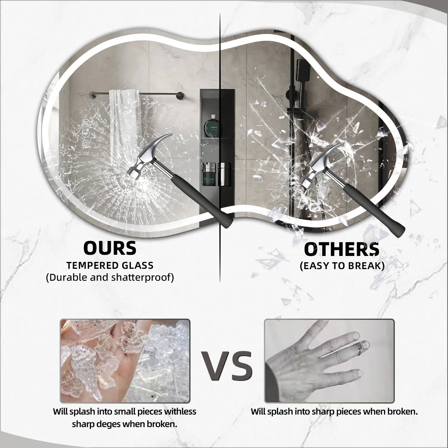 Irregular Front Light + Backlit Led Mirror