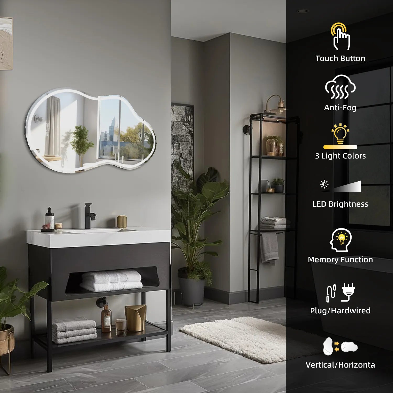 Irregular Front Light + Backlit Led Mirror