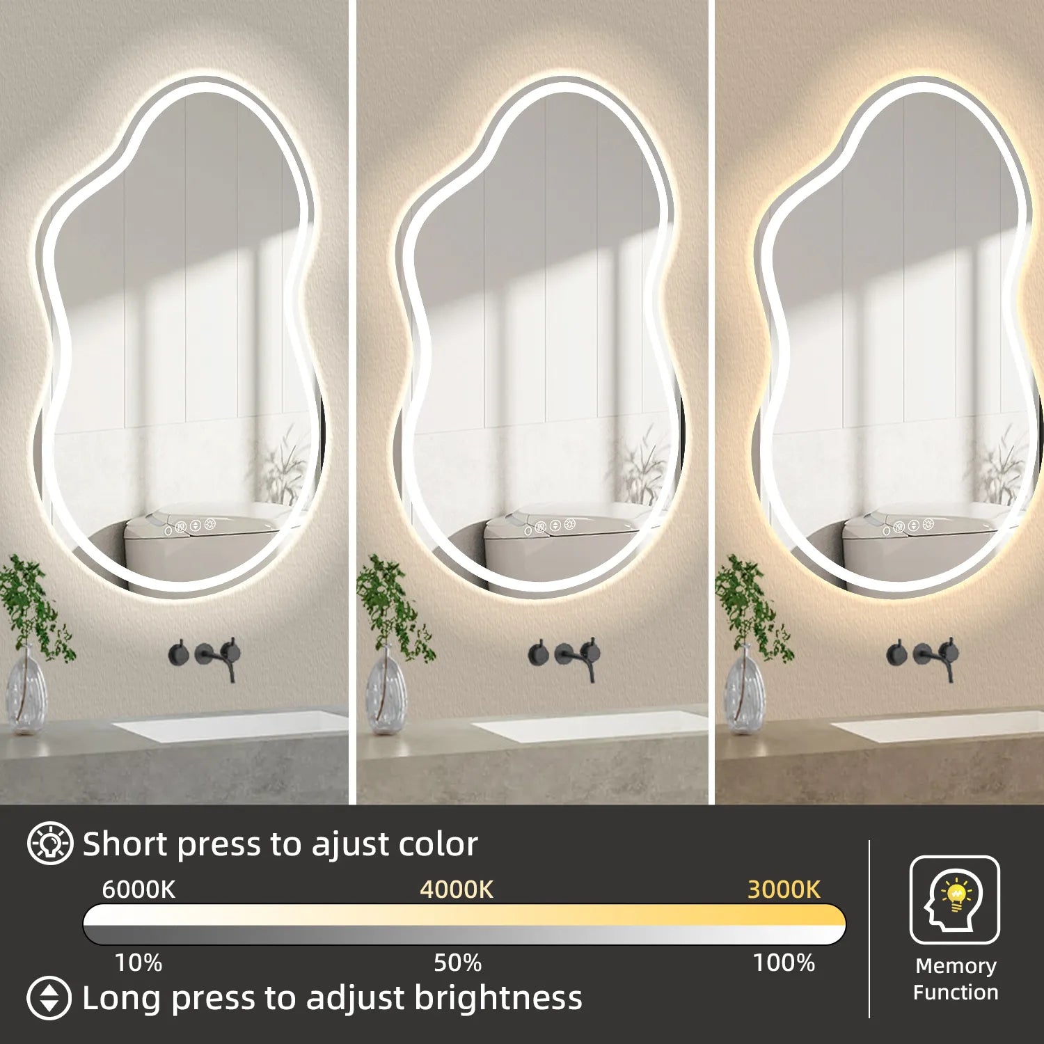 Irregular Front Light + Backlit Led Mirror