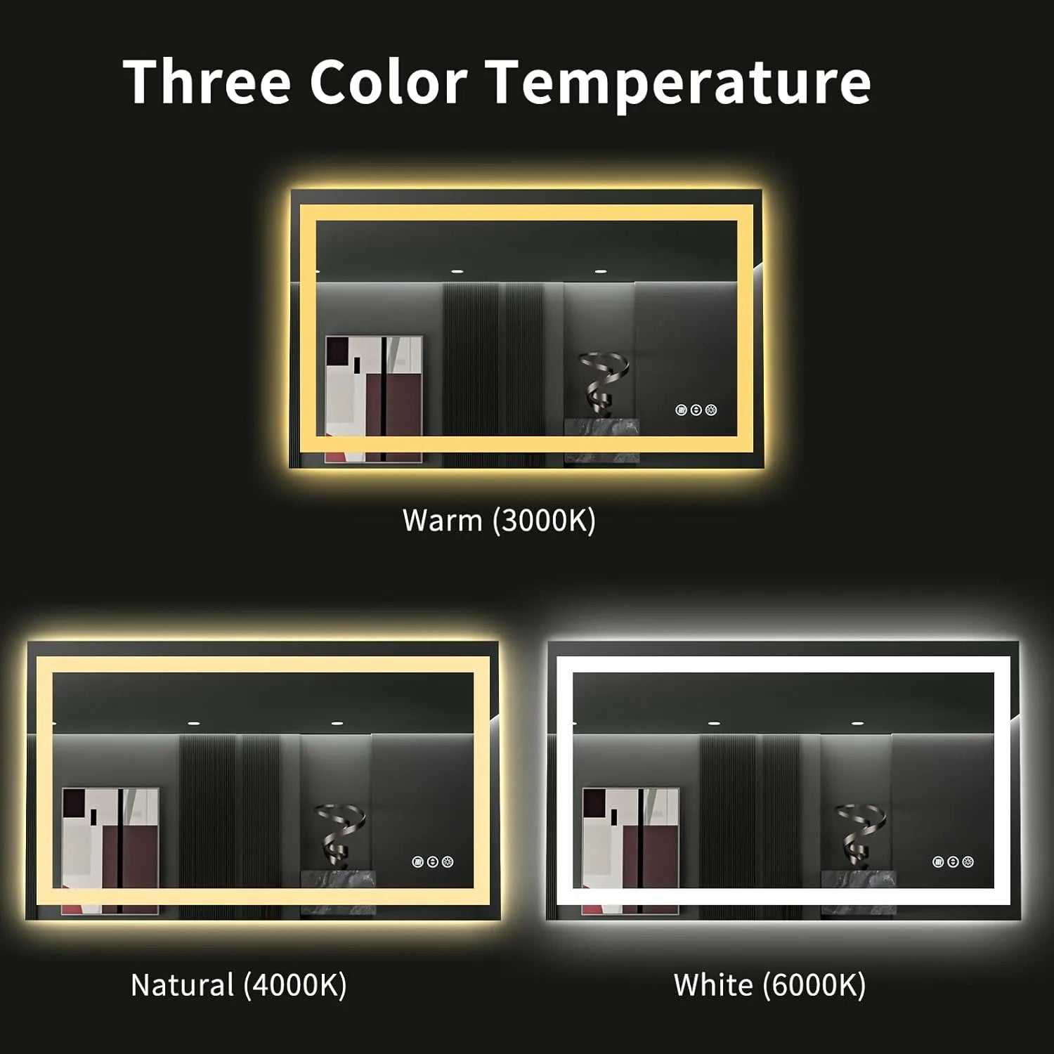 LOAAO 48"X28" Anti-Fog LED Bathroom Mirror with Lights