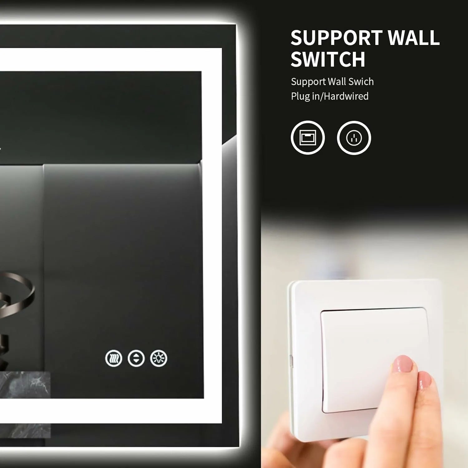LOAAO 48"X28" Anti-Fog LED Bathroom Mirror with Lights