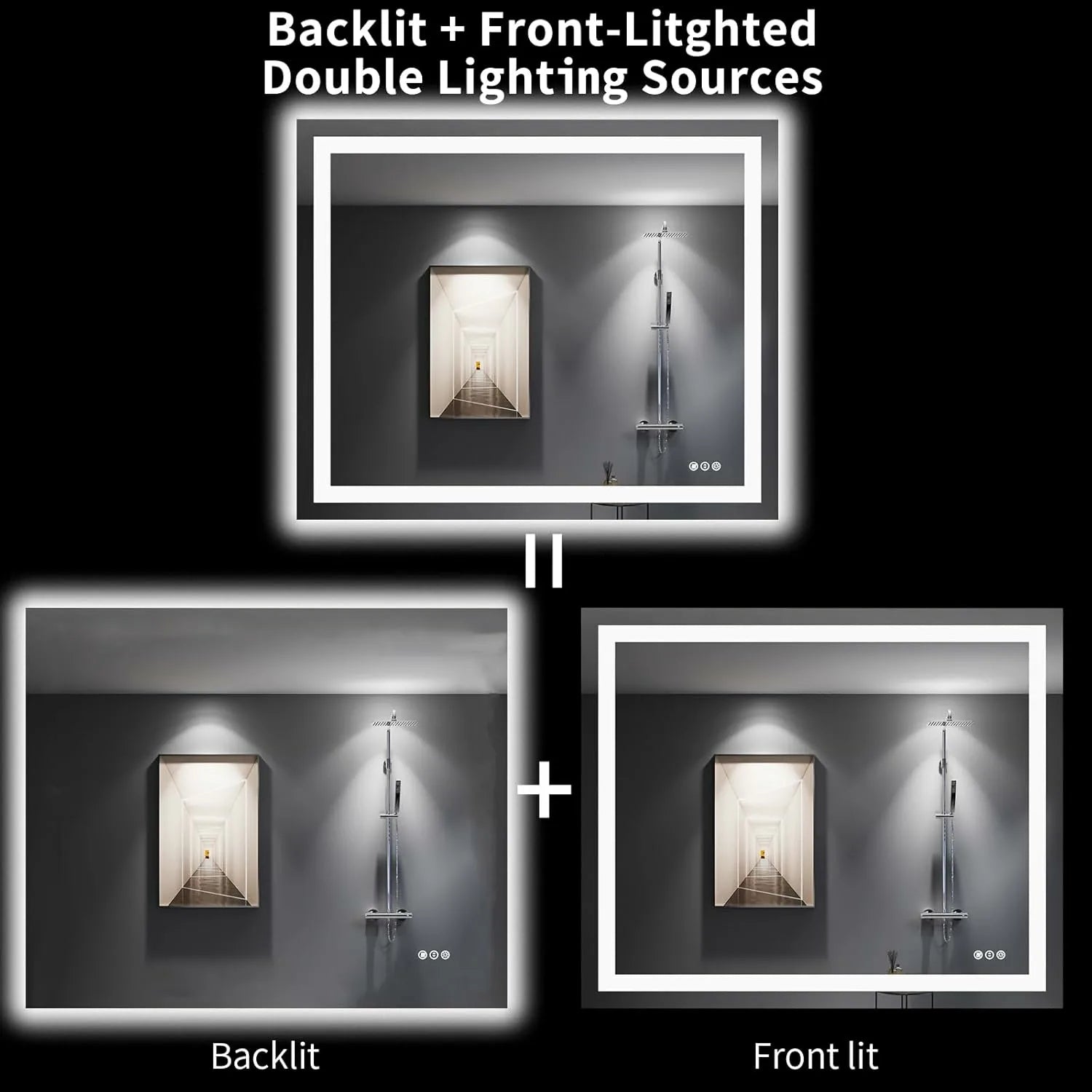 LOAAO 48"X40" Backlit + Front Lit LED Bathroom Mirror