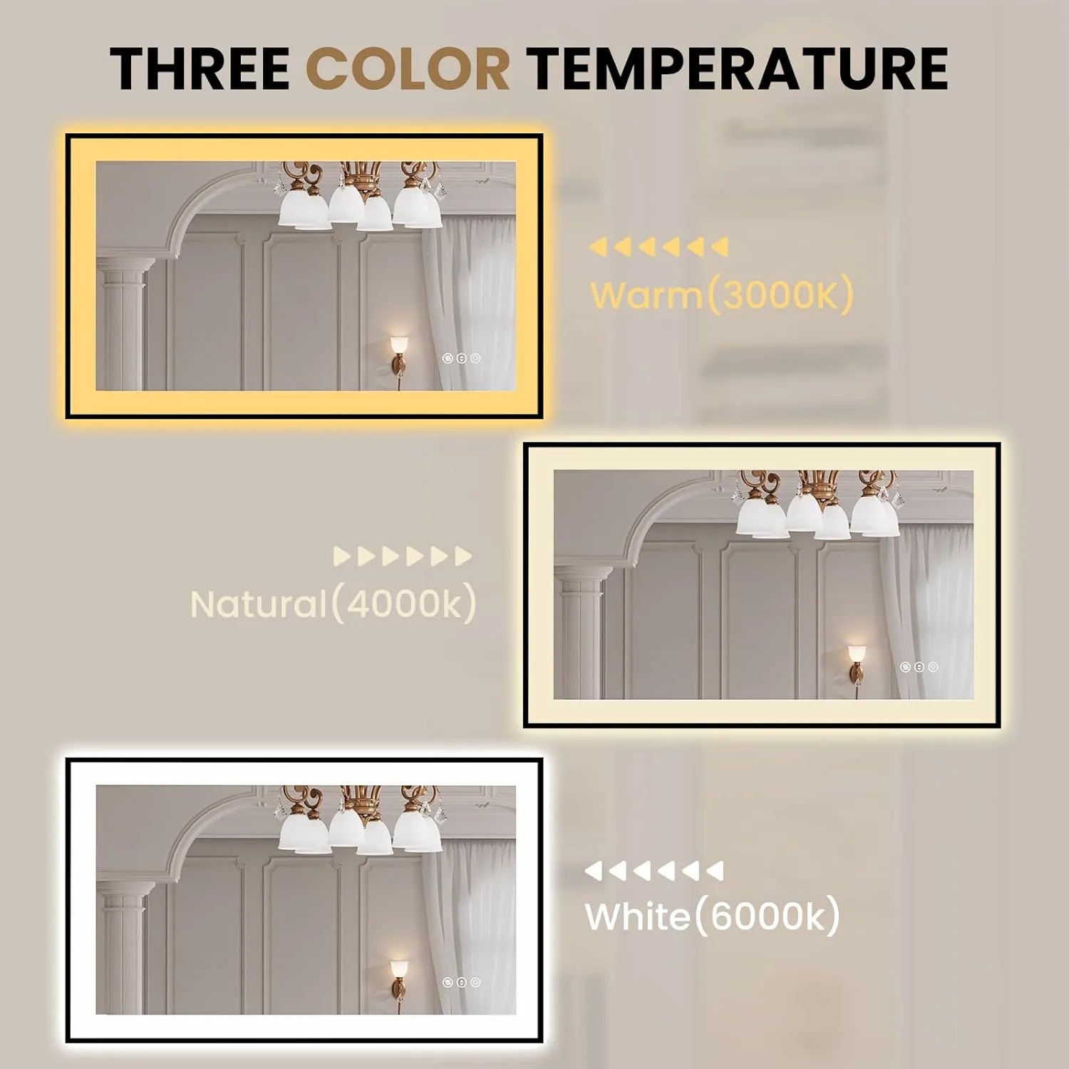 LOAAO 40"X24" LED Bathroom Mirror with Black Framed