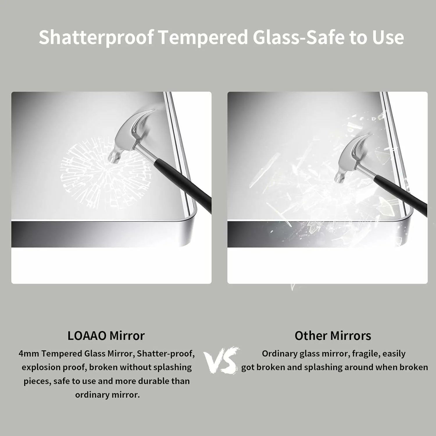 48"x40" Shatter Proof Brushed Nickel Hangs Horizontally or Vertically