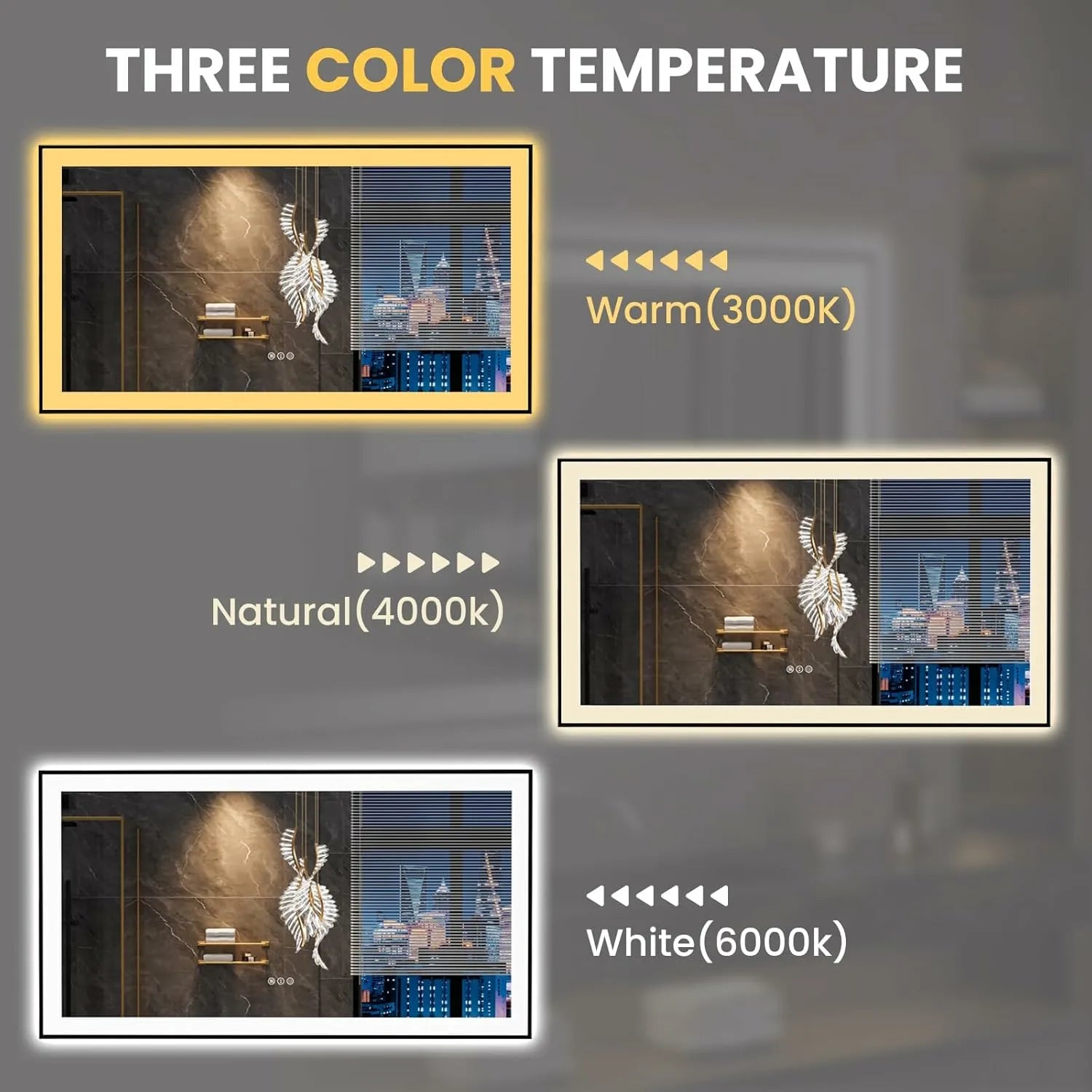 LOAAO 55"X30" Black Framed LED Bathroom Mirror