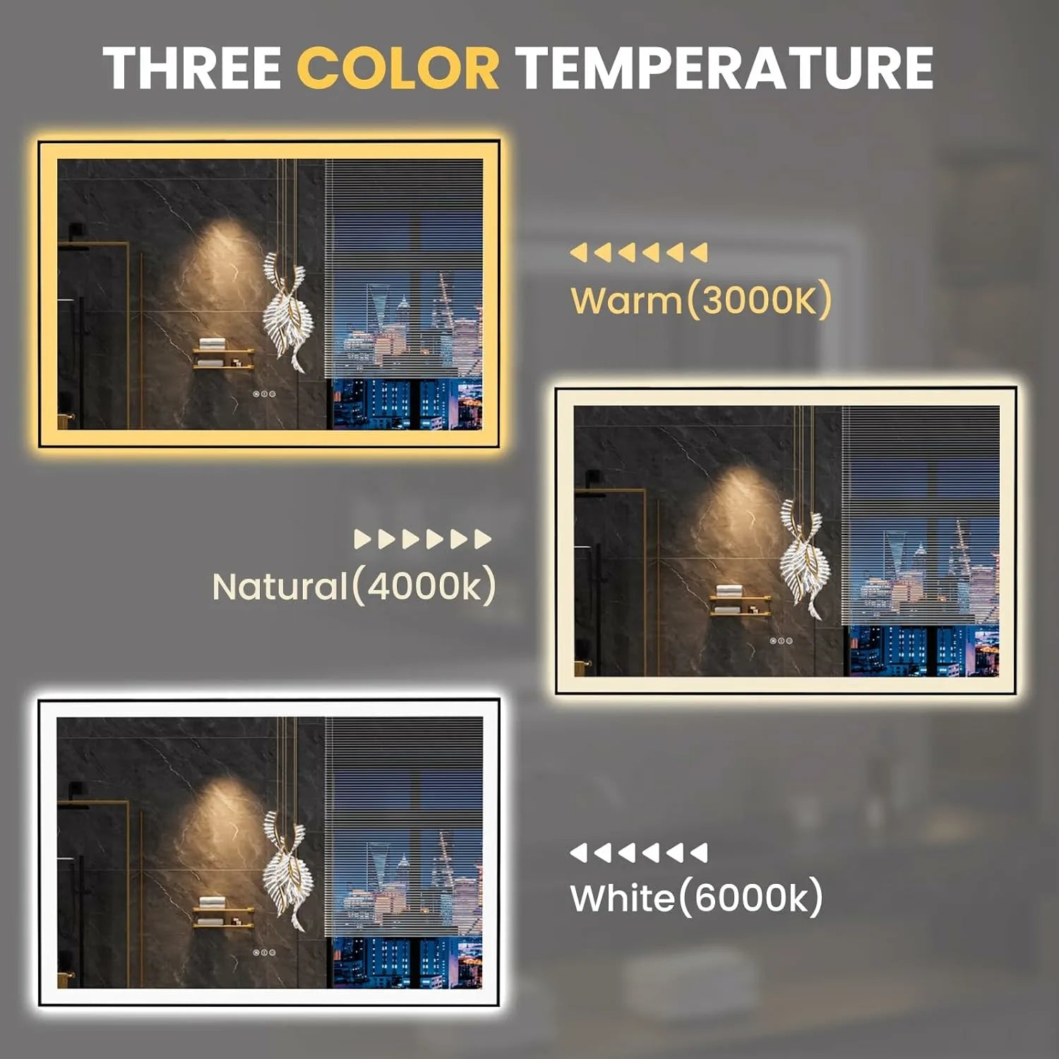 LOAAO 60"X40" Black Framed LED Lighted Bathroom Vanity Mirror