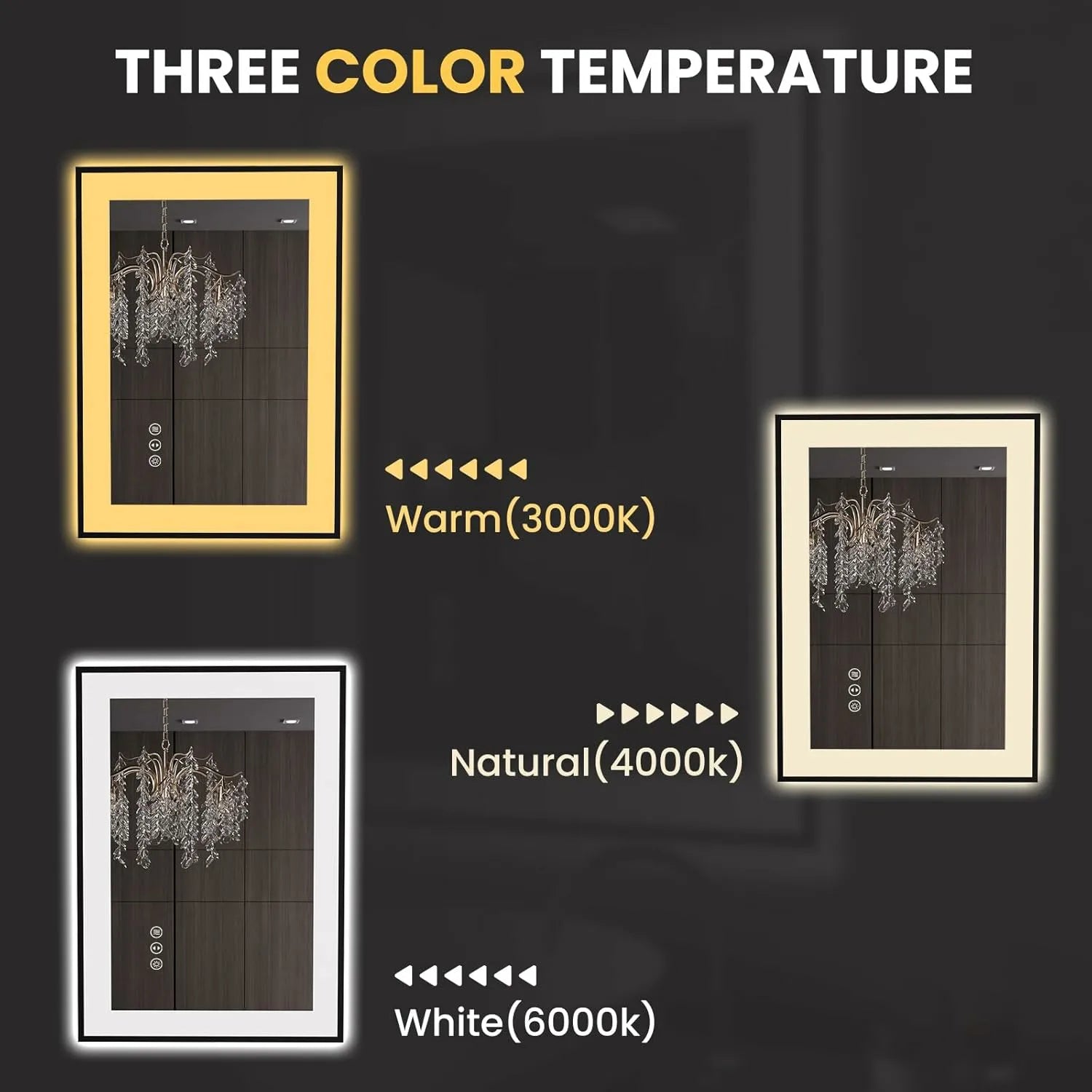 LOAAO 20"X28" Black Framed LED Bathroom Mirror