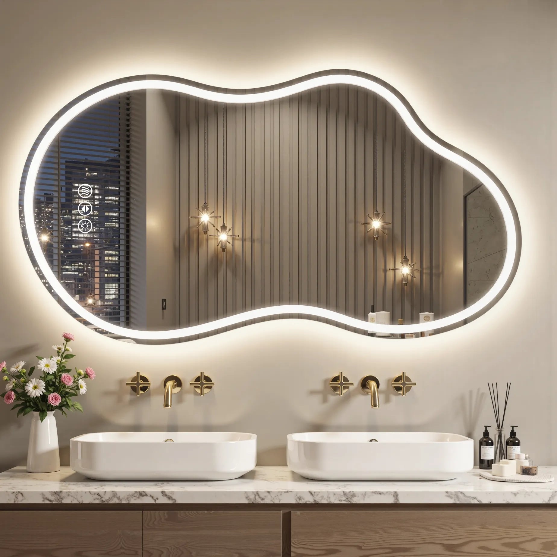 Irregular Front Light + Backlit Led Mirror
