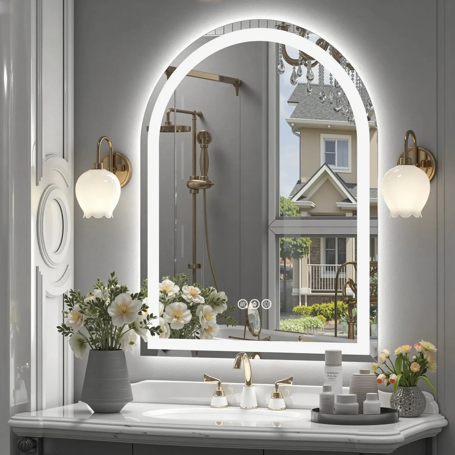 Arch Shaped LED mirror
