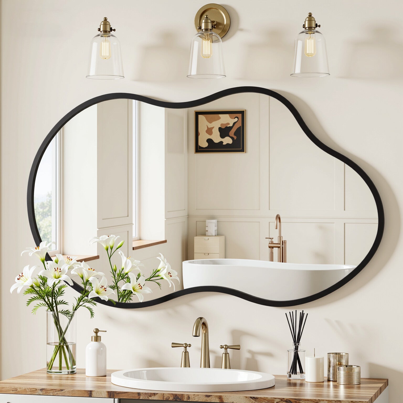 Irregular Black Frame Mirror