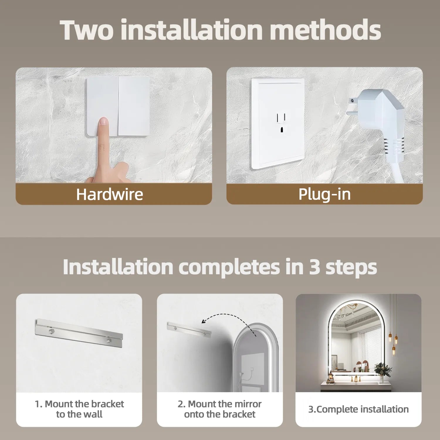 Arch Shaped LED mirror