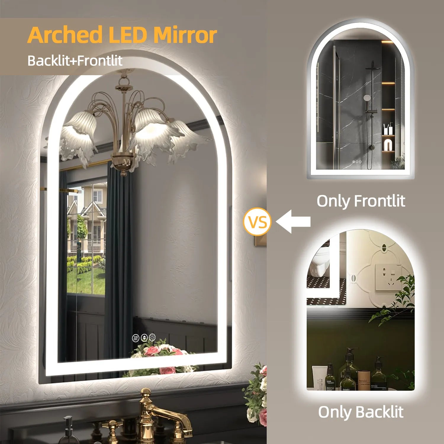 Arch Shaped LED mirror
