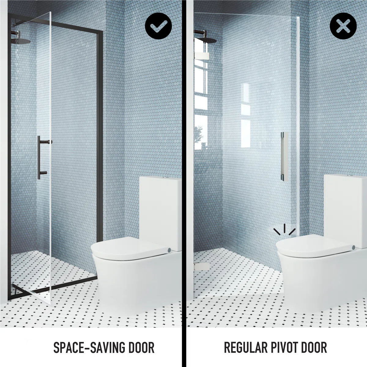30" W x 76" H Framed Pivot Shower Door with 5/16" Clear Glass