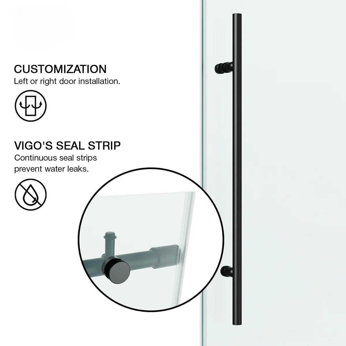 68-72" W x 76" H Sliding Frameless Shower Door with 3/8" Clear Glass