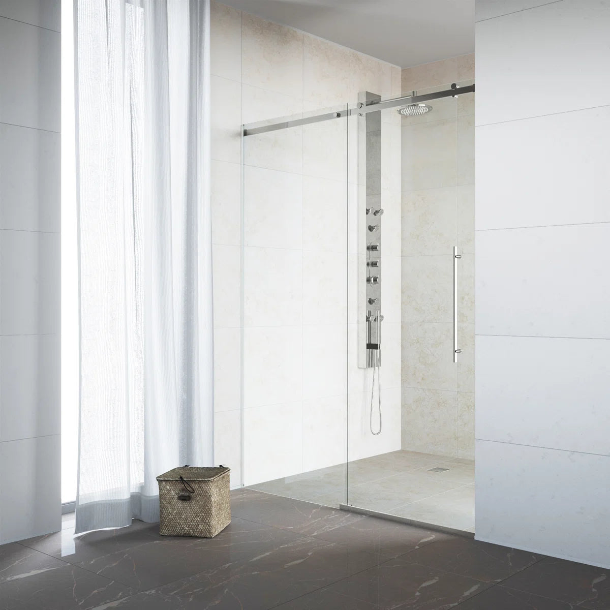 56-60" W x 79" H Sliding Frameless Shower Door with 3/8" Clear Glass