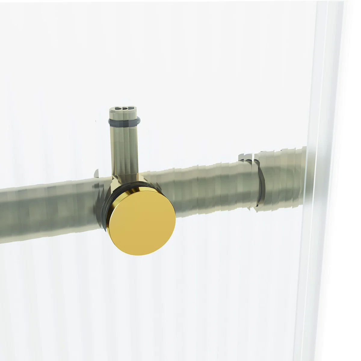 3/8" Fluted Glass 56-60" W x 76" H Matte Brushed Gold Sliding Frameless Shower Door
