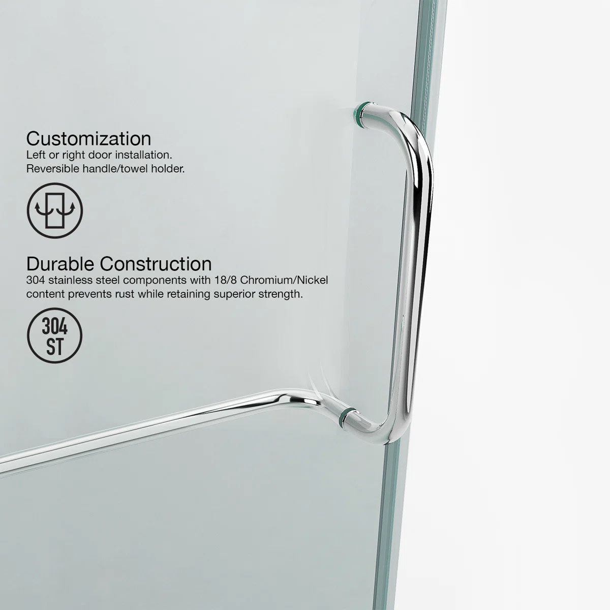36" W x 36" D x 73" H Hinged Frameless Shower Enclosure with 3/8 Clear Glass