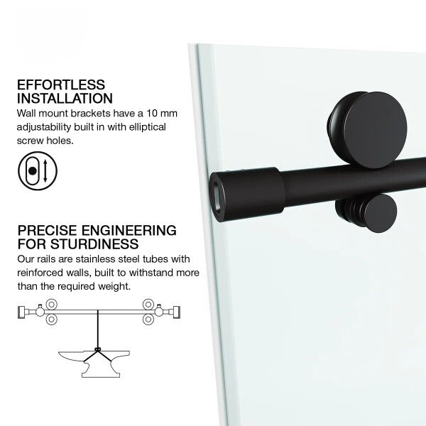 68-72" W x 76" H Sliding Frameless Shower Door with 3/8" Clear Glass