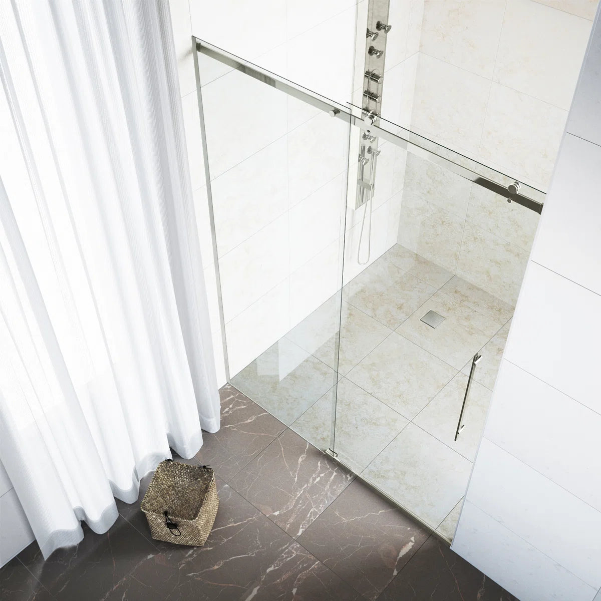 56-60" W x 79" H Sliding Frameless Shower Door with 3/8" Clear Glass