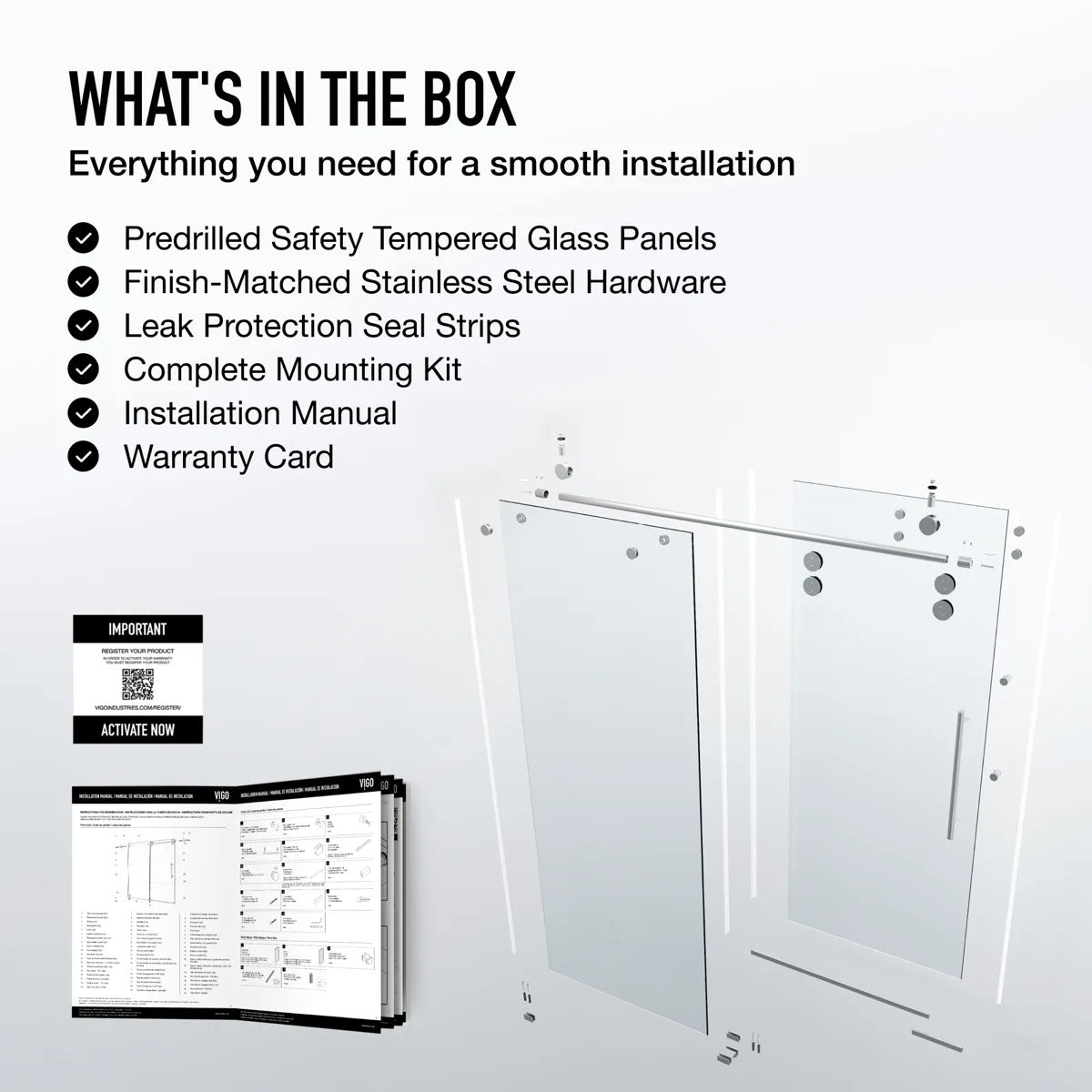 3/8" Clear Glass 56-60" W x 74" H Sliding Frameless Chrome Shower Door