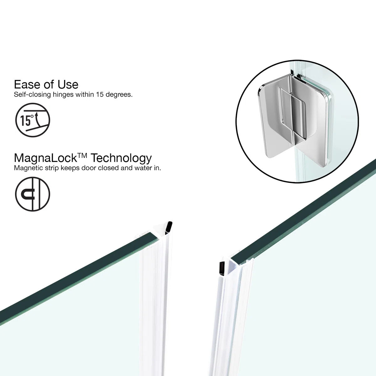 36" W x 36" D x 73" H Hinged Frameless Shower Enclosure with 3/8 Clear Glass