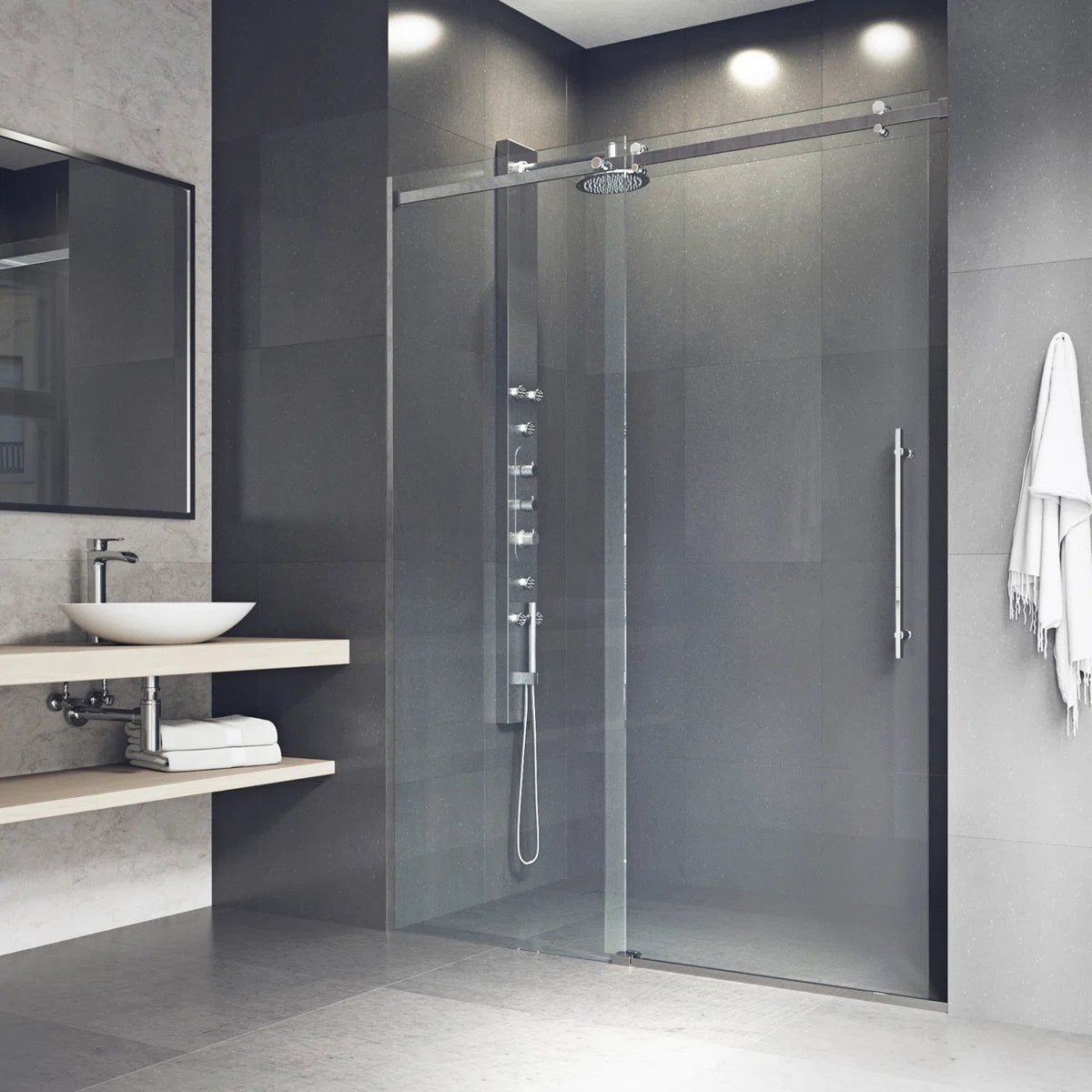 56-60" W x 79" H Sliding Frameless Shower Door with 3/8" Clear Glass