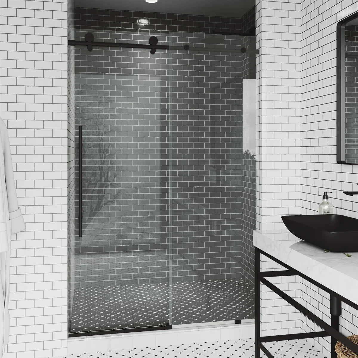 68-72" W x 76" H Sliding Frameless Shower Door with 3/8" Clear Glass