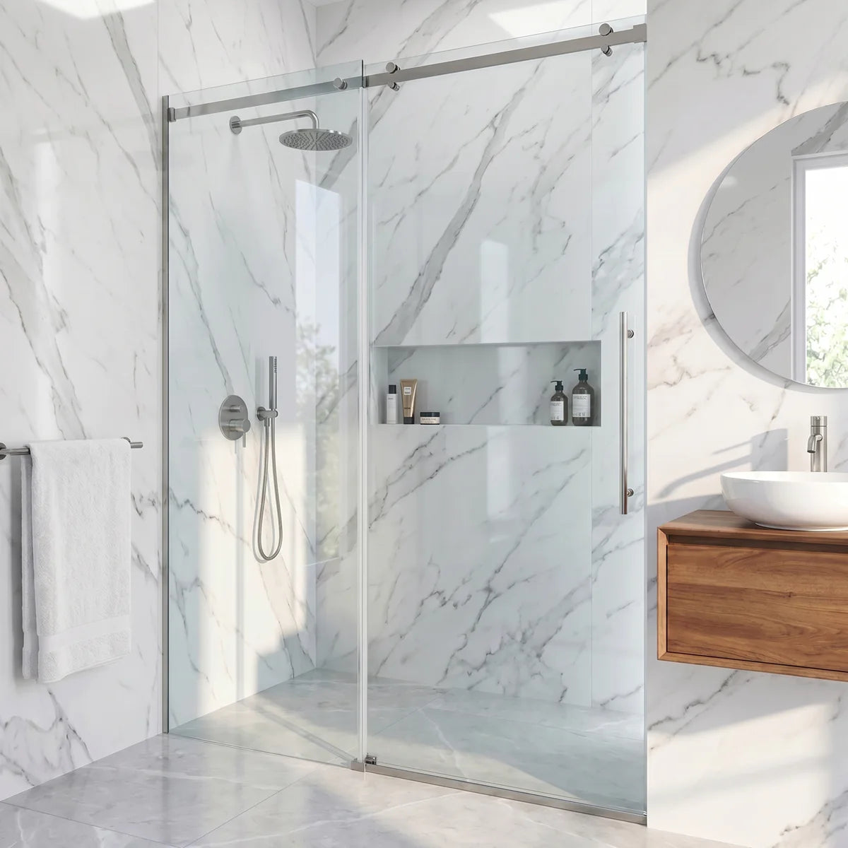 56-60" W x 79" H Sliding Frameless Shower Door with 3/8" Clear Glass