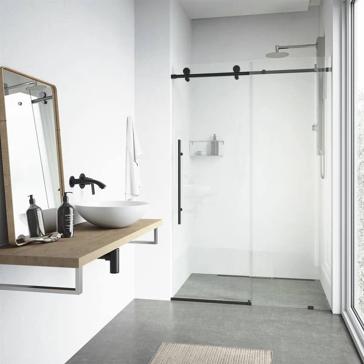 68-72" W x 76" H Sliding Frameless Shower Door with 3/8" Clear Glass