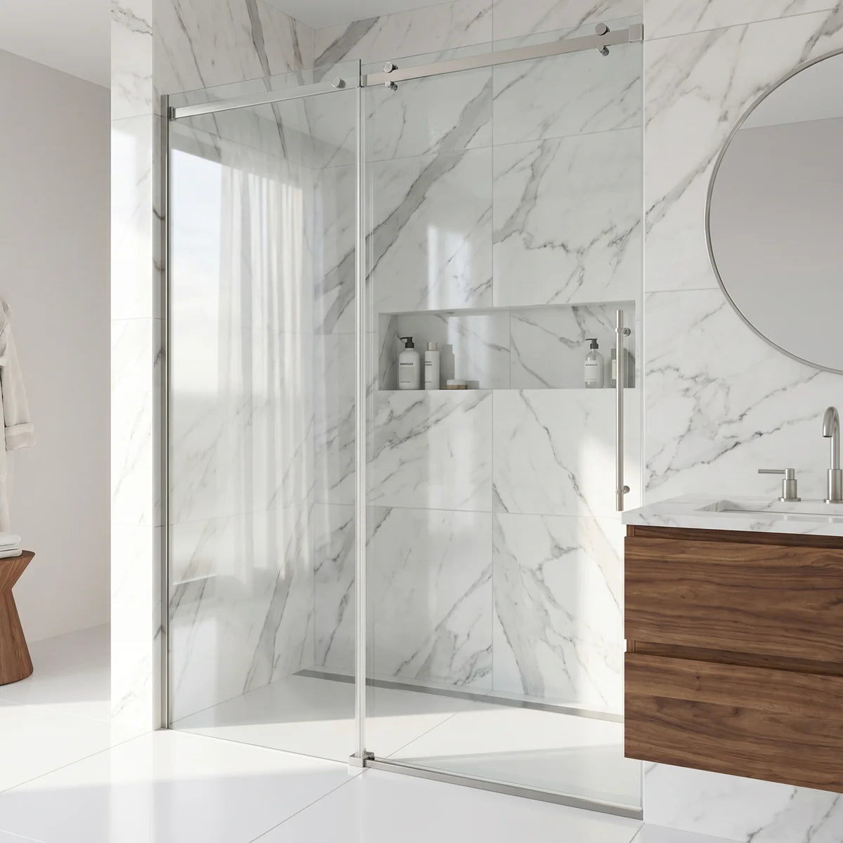 56-60" W x 79" H Sliding Frameless Shower Door with 3/8" Clear Glass