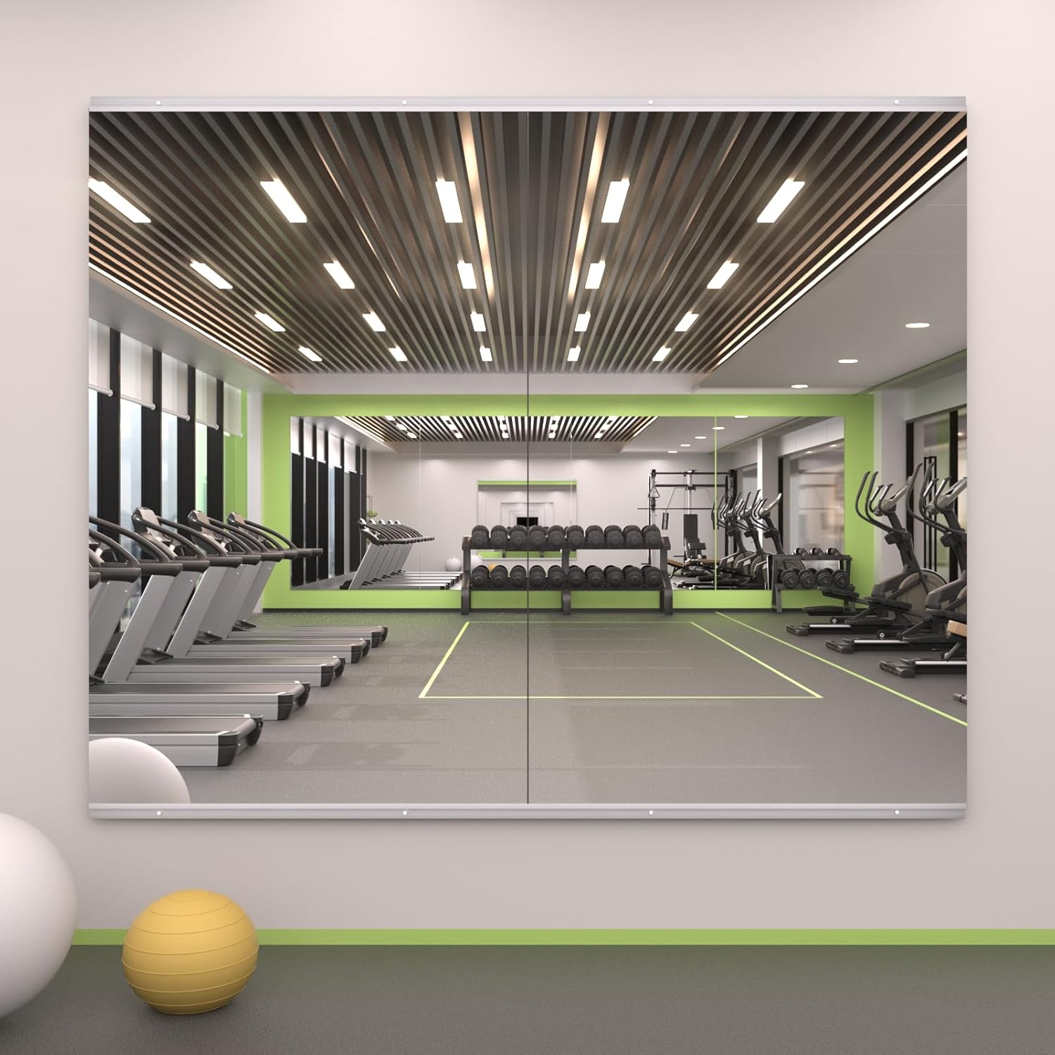 LOAAO 48"×24"-2pcs Rectangular Full Length Yoga Mirror