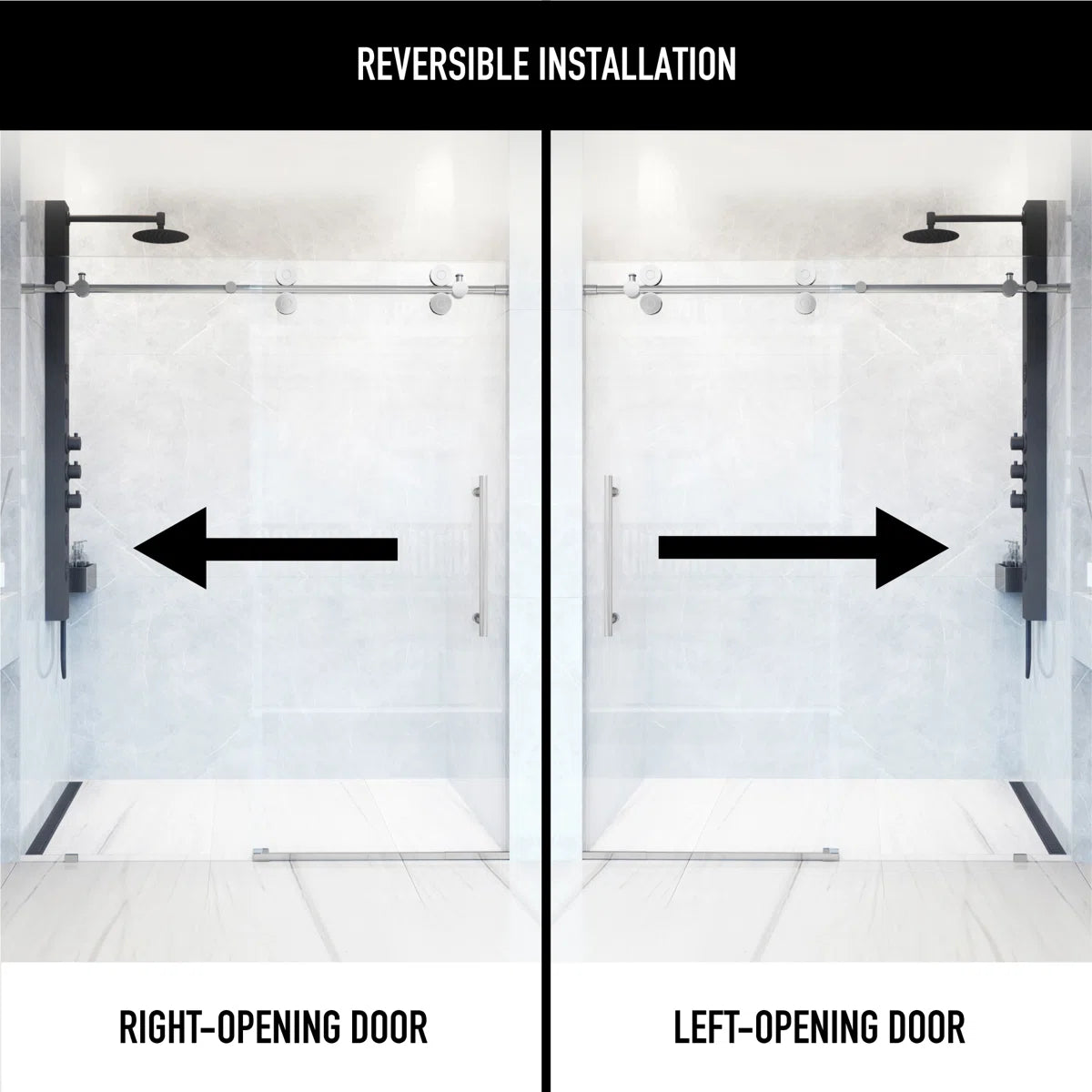 3/8" Clear Glass 56-60" W x 74" H Sliding Frameless Chrome Shower Door