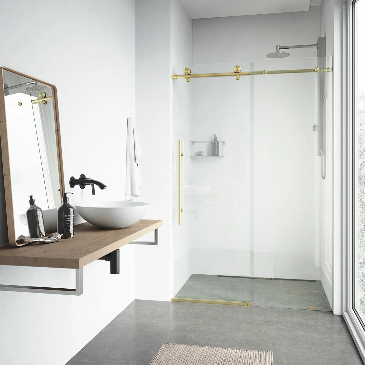 Elan E-Class 44-48" W x 76" H Sliding Frameless 3/8" Clear Glass Shower Door