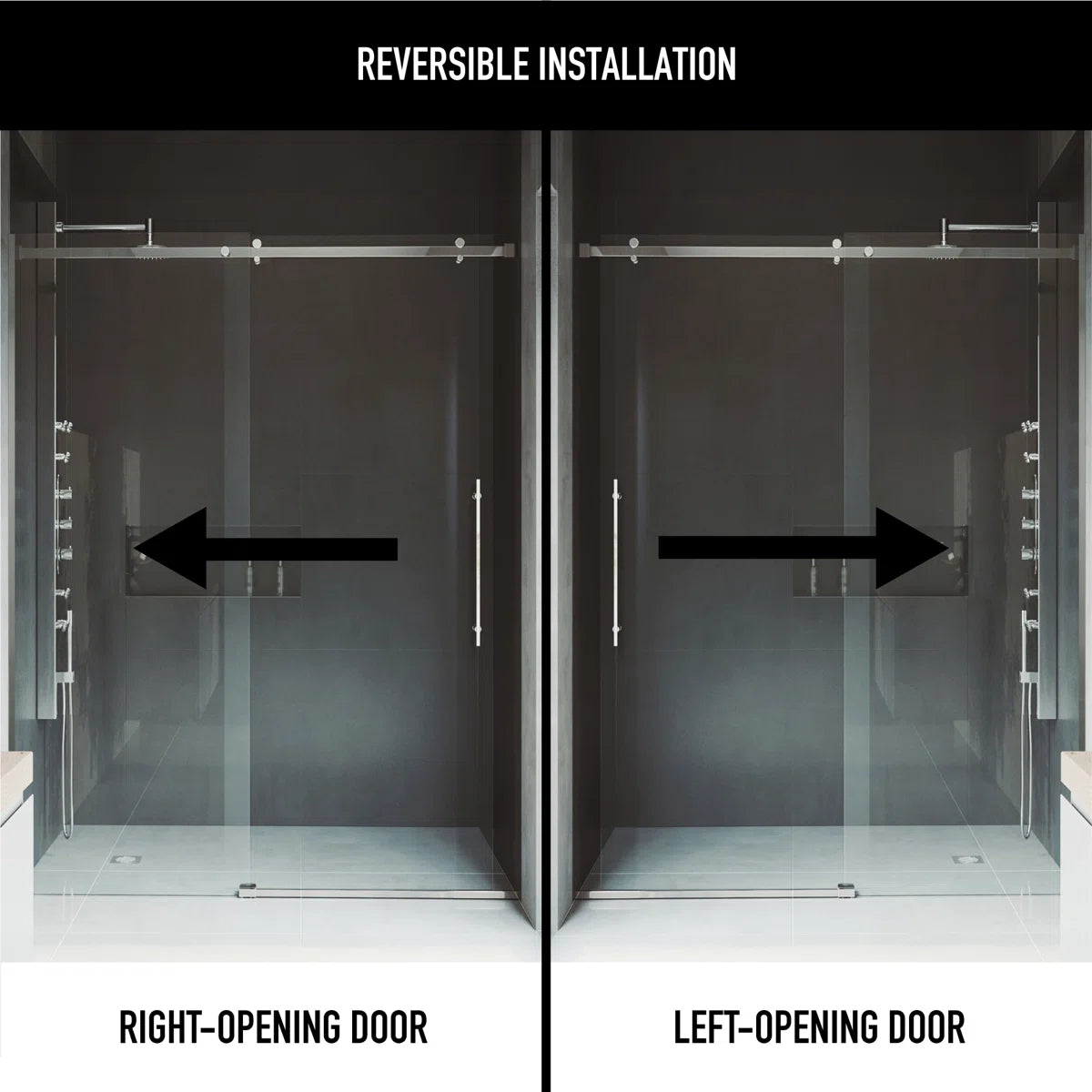 56-60" W x 79" H Sliding Frameless Shower Door with 3/8" Clear Glass