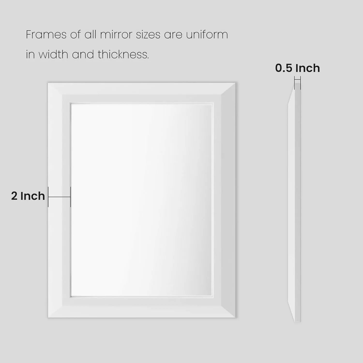 White Thick Metal Framed Mirror