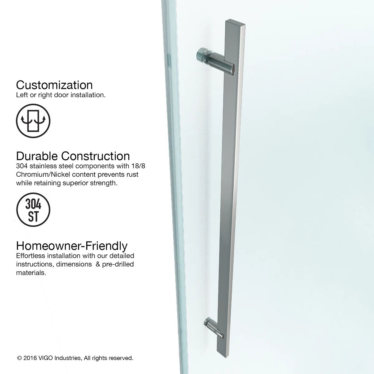 56-60" W x 79" H Sliding Frameless Shower Door with 3/8" Clear Glass