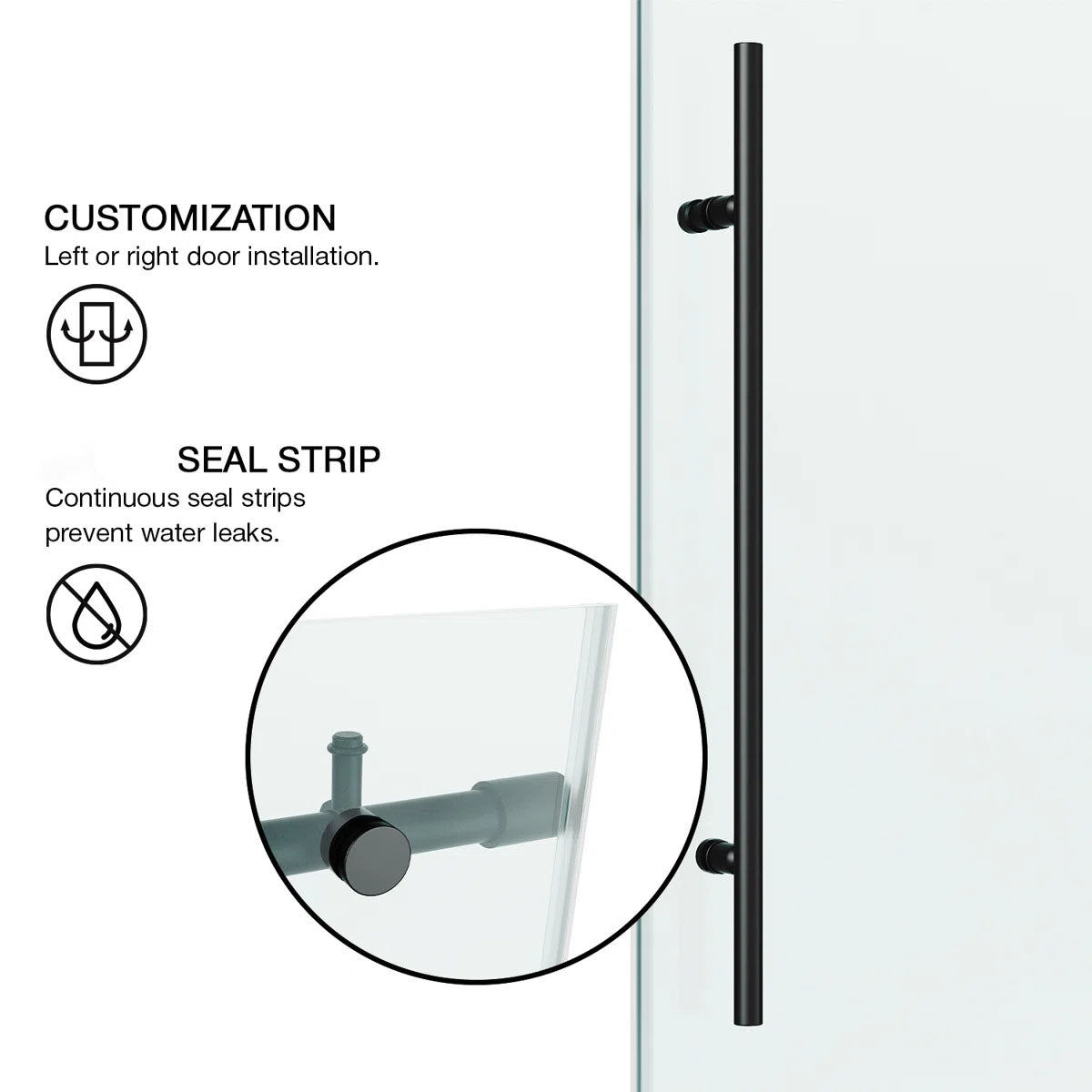 Elan E-Class 56-60" W x 66" H Sliding Frameless Tub Door with 3/8" Clear Glass