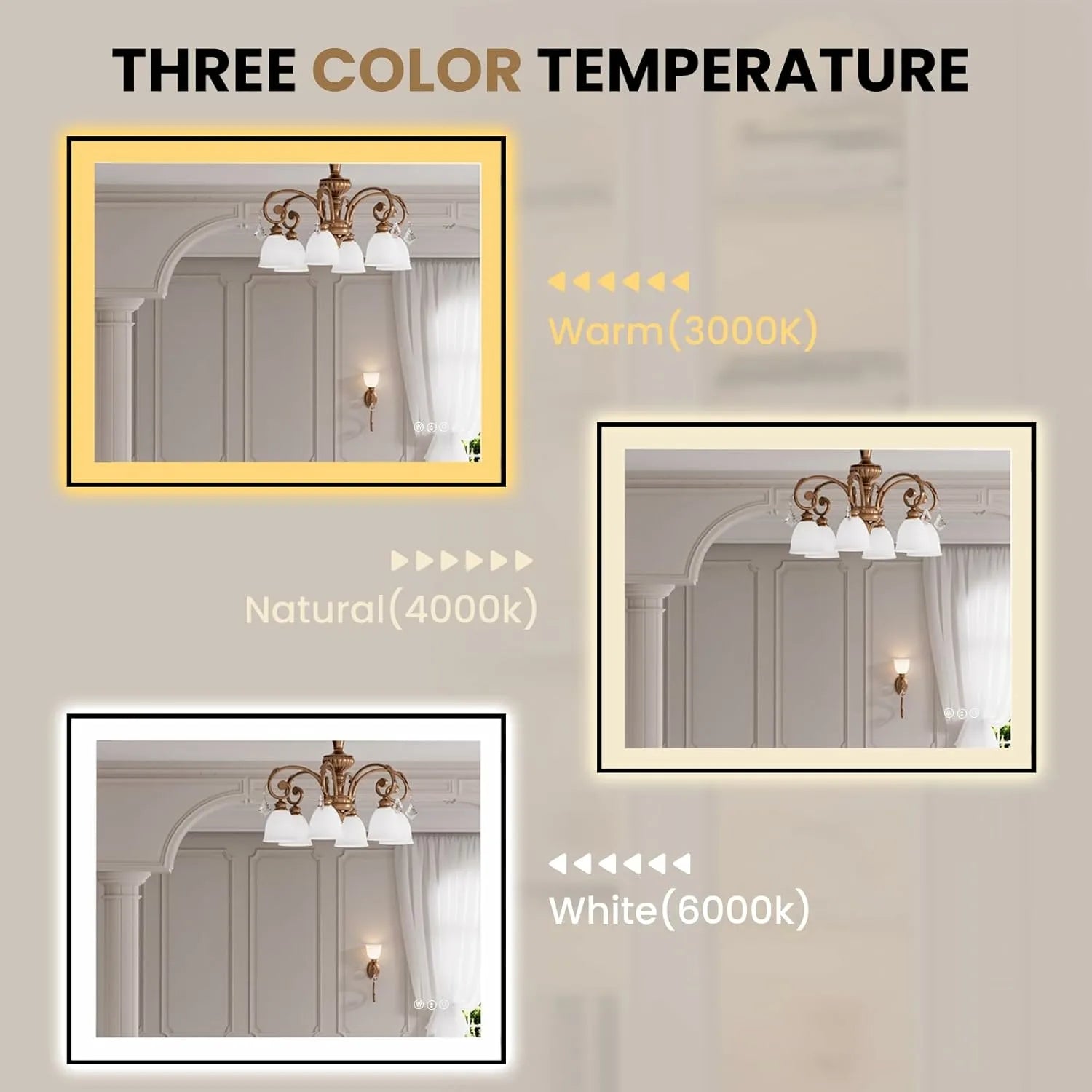 LOAAO 40"X32" Anti-Fog LED Bathroom Mirror Black Framed