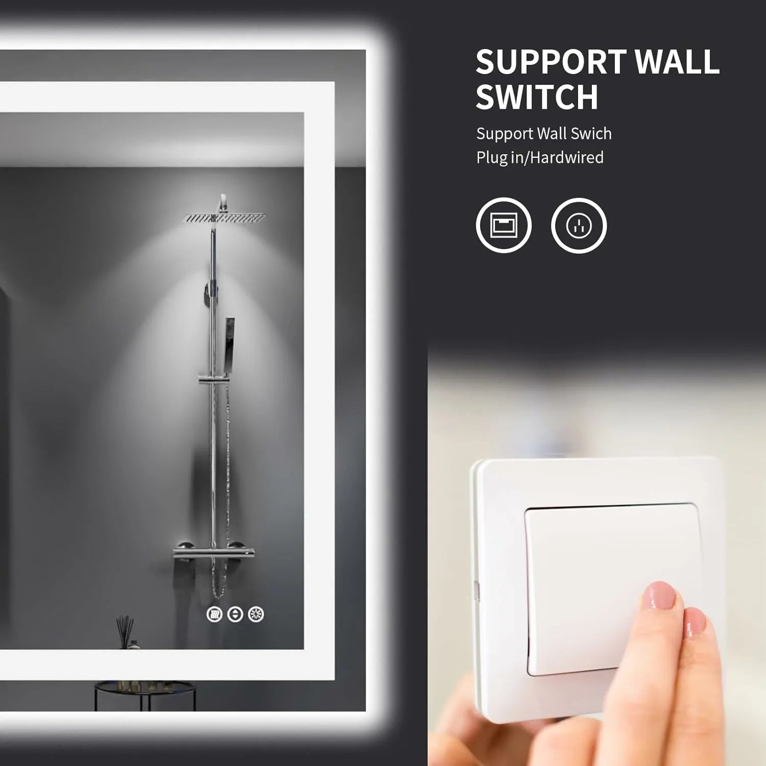 36''x 41'' Anti-Fog LED Bathroom Mirror with Front and Backlit