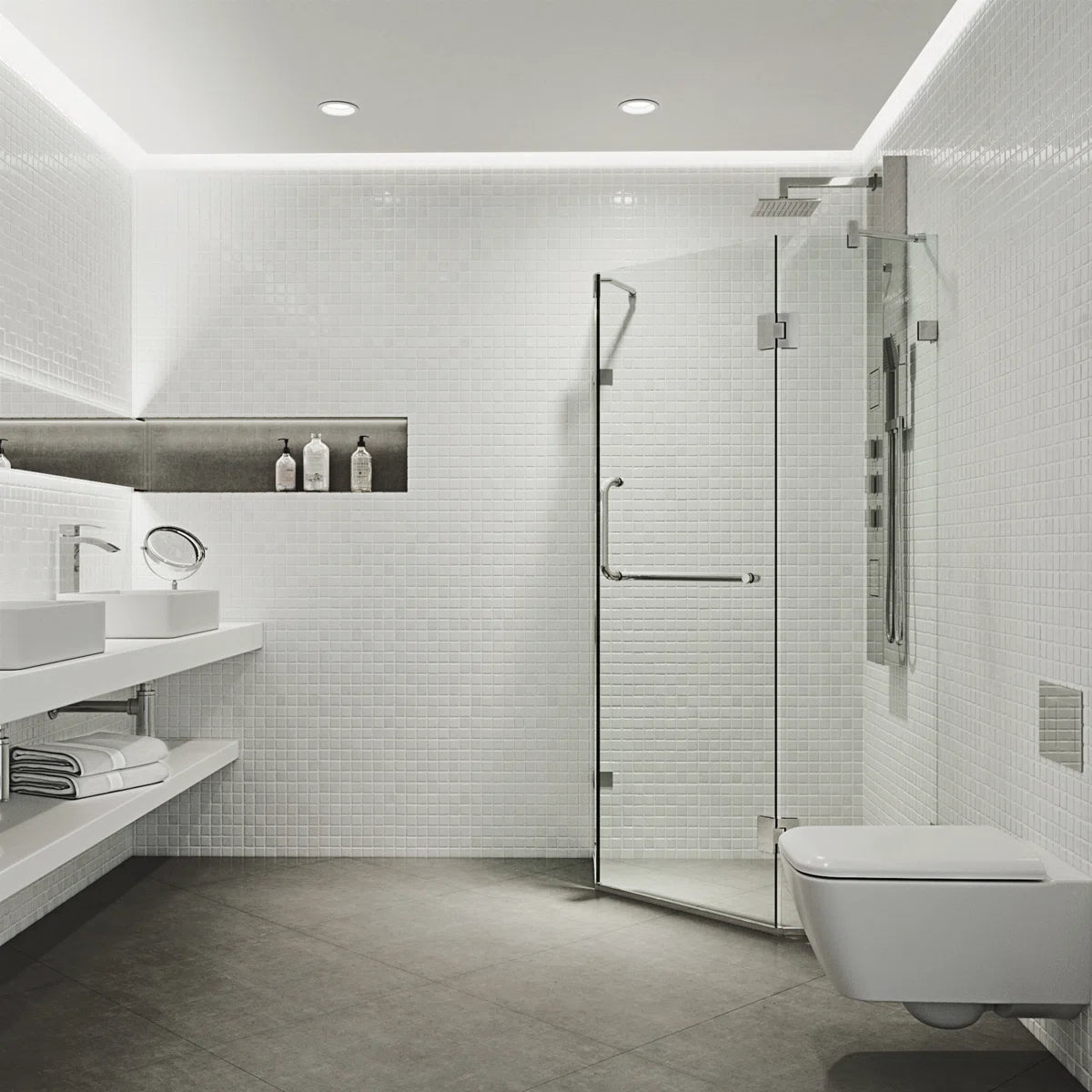 36" W x 36" D x 73" H Hinged Frameless Shower Enclosure with 3/8 Clear Glass