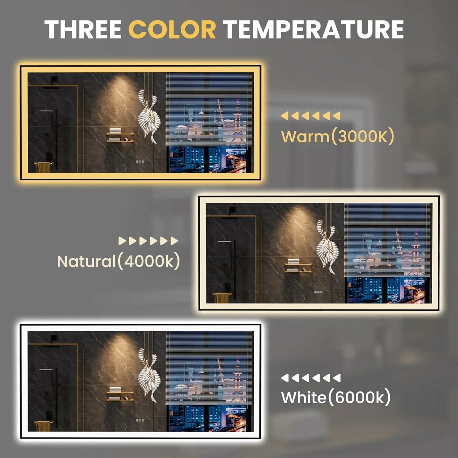 LOAAO 84"X40" Large Black Framed LED Bathroom Mirror