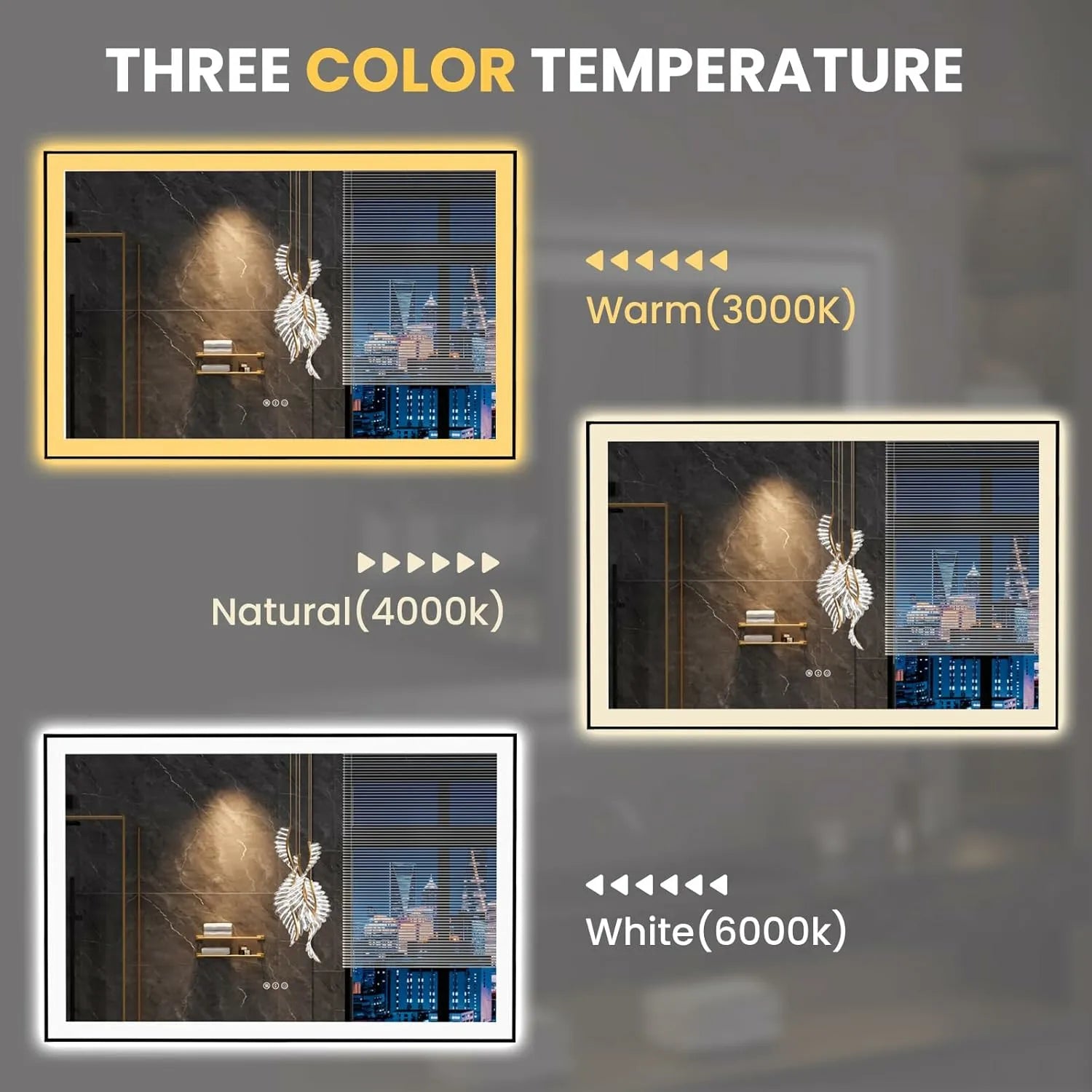 LOAAO 55"X36" Black Framed LED Bathroom Mirror