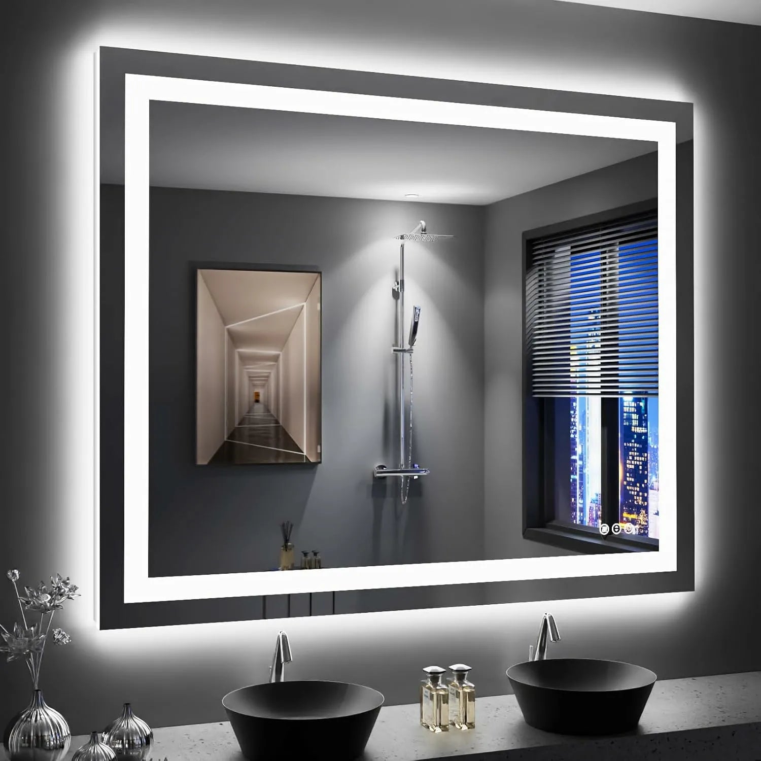 LOAAO 48"X40" Backlit + Front Lit LED Bathroom Mirror