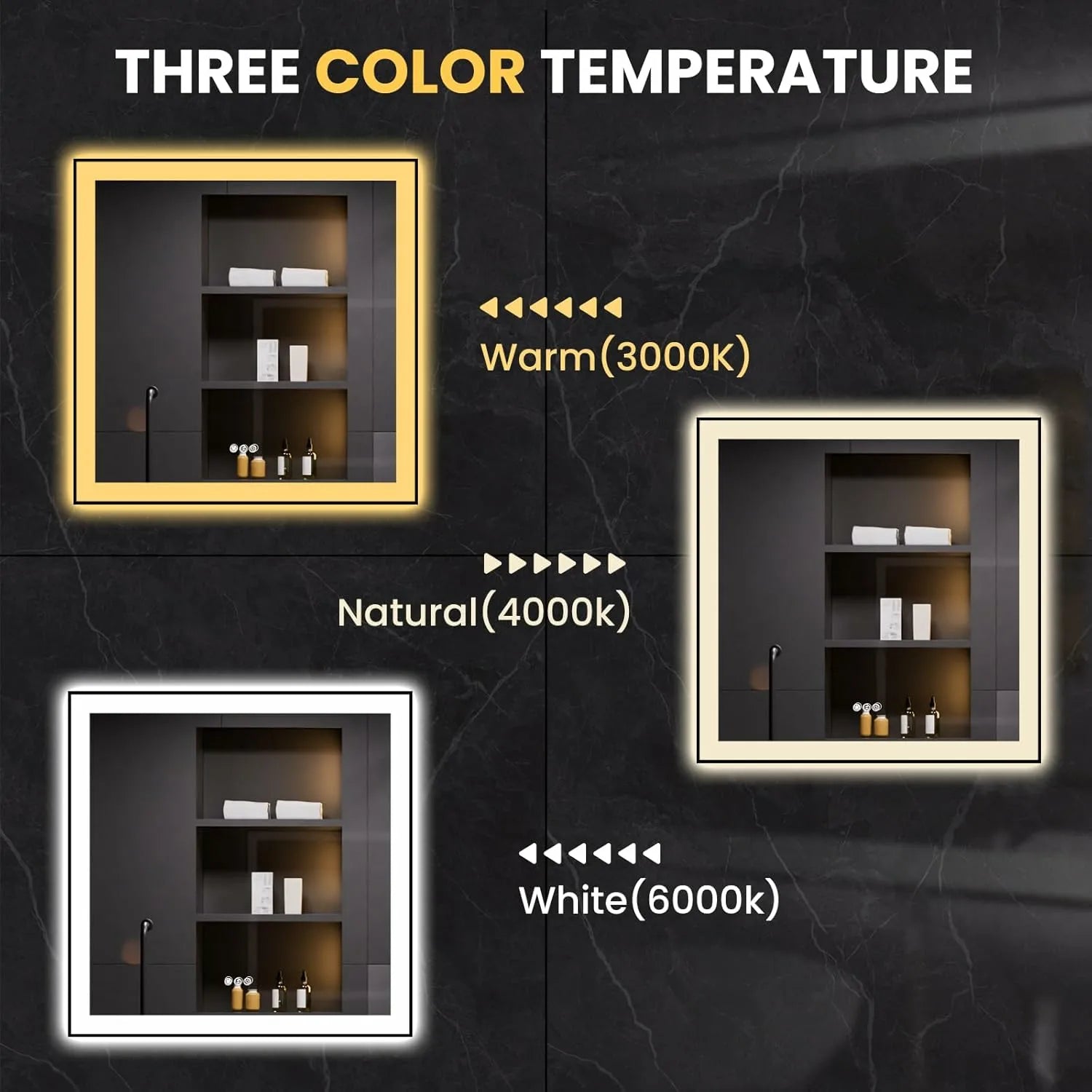 LOAAO 38"X38" Square Black Framed LED Bathroom Mirror