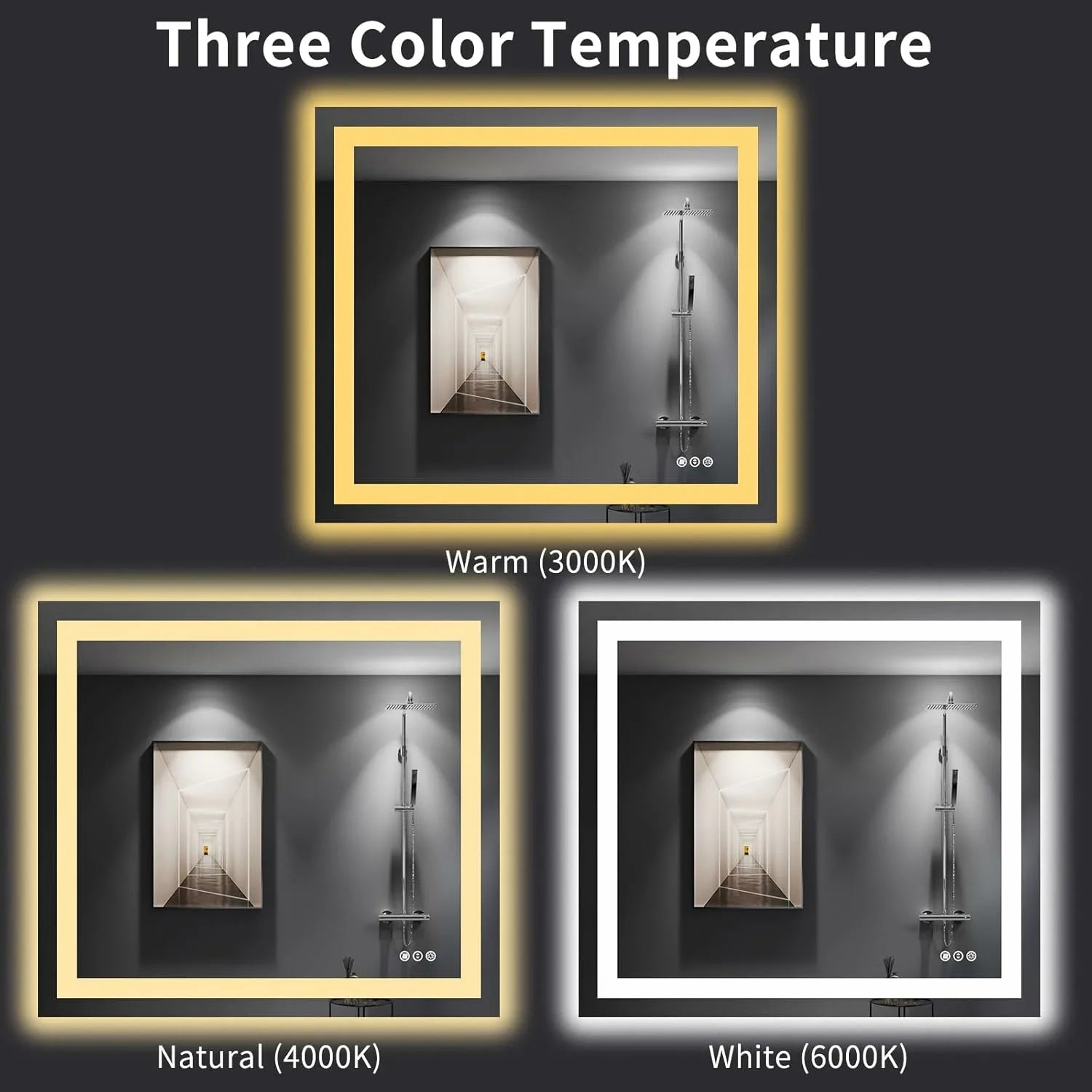 36''x 41'' Anti-Fog LED Bathroom Mirror with Front and Backlit