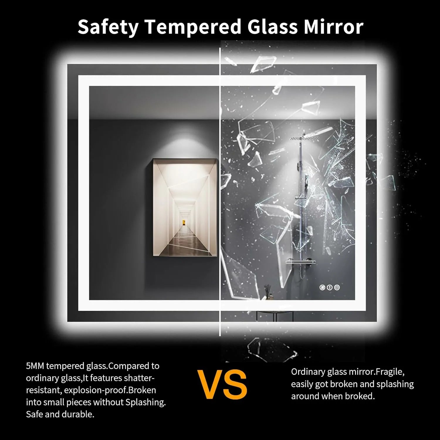 LOAAO 48"X40" Backlit + Front Lit LED Bathroom Mirror