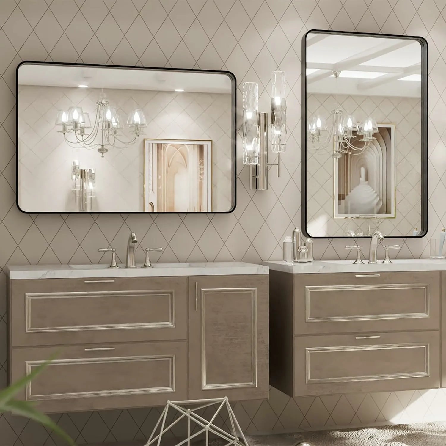 LOAAO 20"X30" Black Metal Framed Bathroom Mirror for Wall