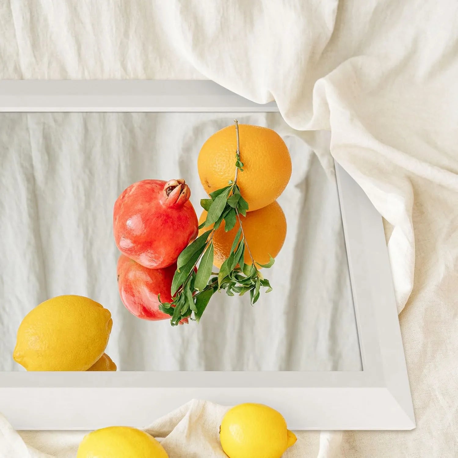 White Thick Metal Framed Mirror