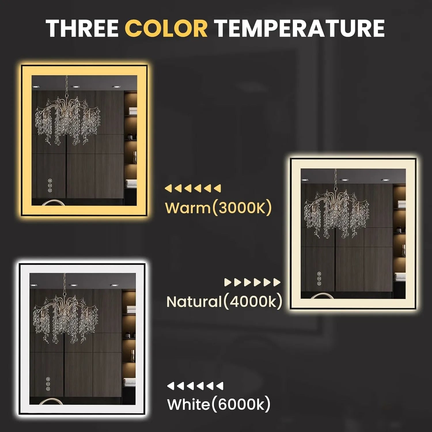 LOAAO 36"X30" Black Framed LED Bathroom Vanity Mirror